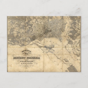 Topografiska Karta i Columbia-distriktet (1861) Vykort