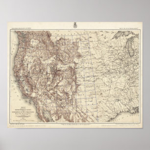 Topografiska Karta i floden Mississippi Poster