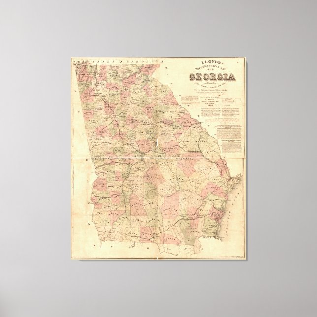 Topografiska Karta i Georgien (1864) Canvastryck (Framsida)