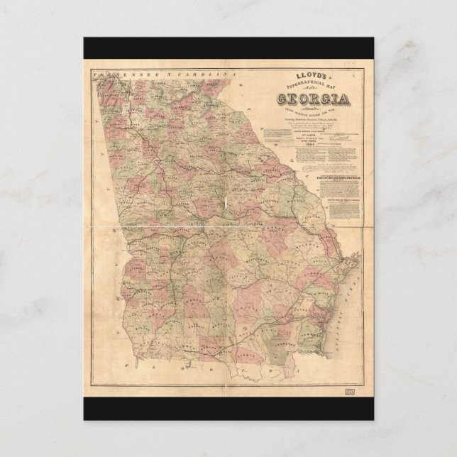 Topografiska Karta i Georgien (1864) Vykort (Framsida)