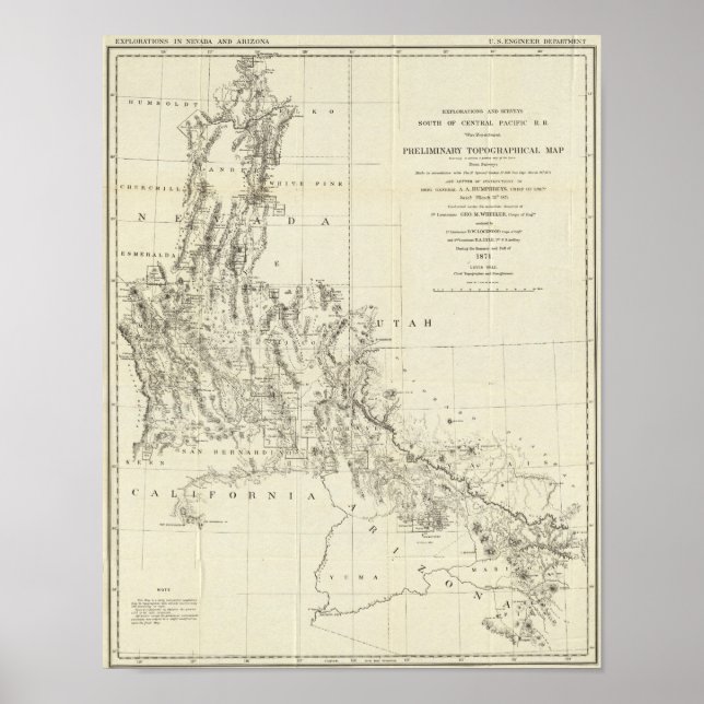 Topografiska Karta i Nevada och Arizona Poster (Framsidan)