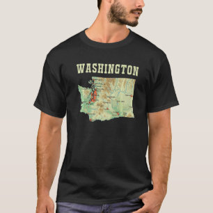 Topografiska Karta i Washington State Major Cities T Shirt