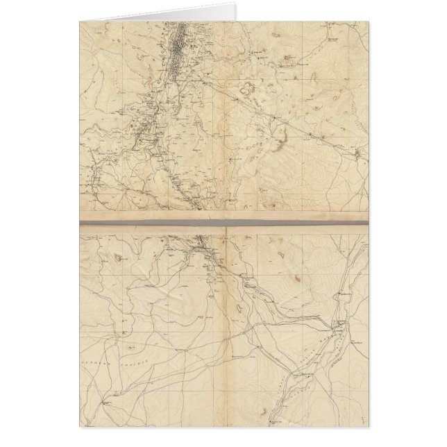 Topografiska Karta i Washoe Mining Region Hälsningskort (Framsidan)