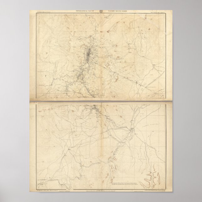 Topografiska Karta i Washoe Mining Region Poster (Framsidan)