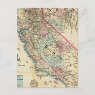 Topografiska Railroad and County Karta, California Vykort
