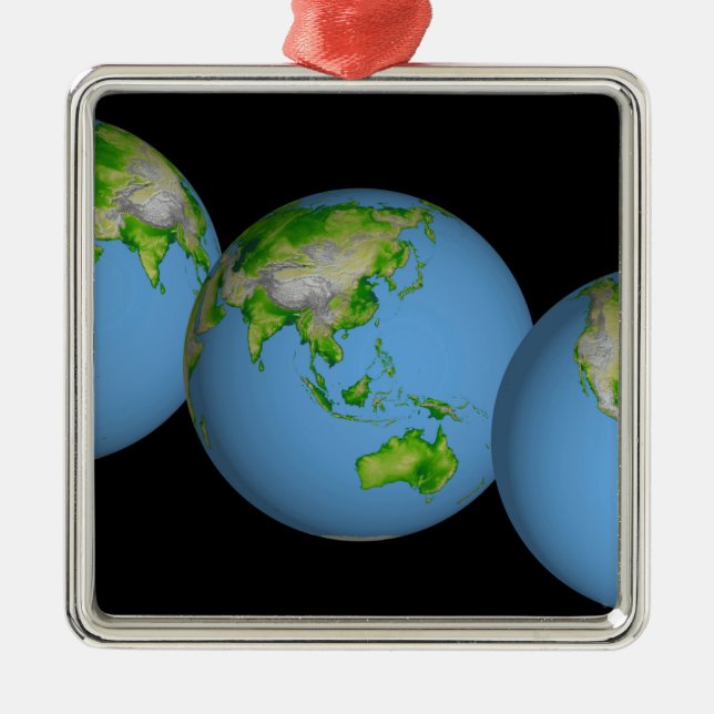 Topografiska vyer i världen julgransprydnad metall (Framsidan)