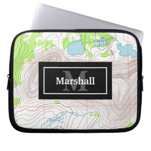 Topografiskt Karta med ditt namn och Monogram Laptop Fodral