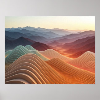Topografiskt liggande i lager vid solnedgång poster