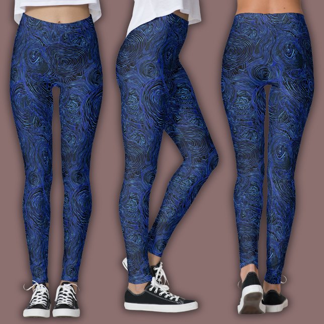 Topografiskt Linjemönster | Midnatts Safir Leggings (Skapare uppladdad)