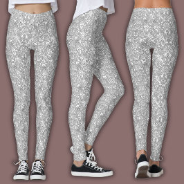 Topografiskt linjemönster | Vitt och svart Leggings