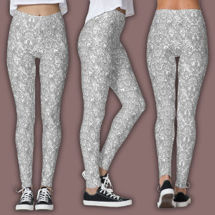 Topografiskt linjemönster Vitt och svart Leggings