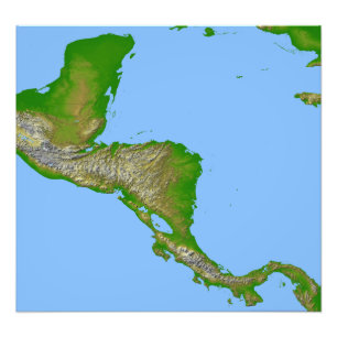 Topographic beskåda av Central America Fototryck