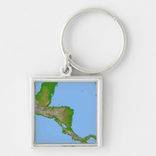 Topographic beskåda av Central America Fyrkantig Silverfärgad Nyckelring