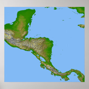 Topographic beskåda av Central America Poster