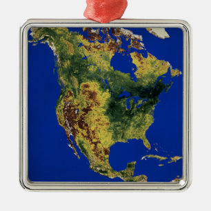 Topographic beskåda av nord och Central America Julgransprydnad Metall