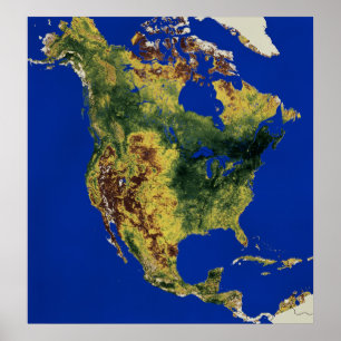Topographic beskåda av nord och Central America Poster