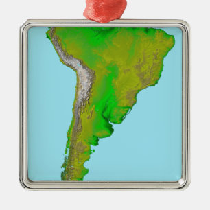 Topographic beskåda av South America Julgransprydnad Metall
