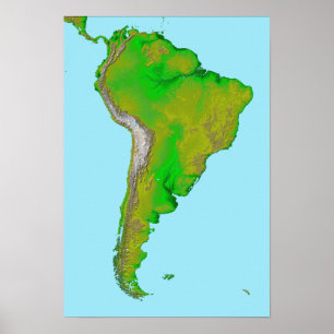 Topographic beskåda av South America Poster