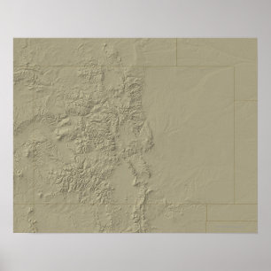 Topographic karta av Colorado Poster