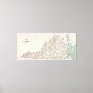 Topographic karta av det statligt av Virginia Canvastryck