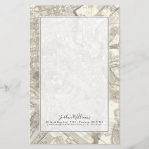 Topographic karta av forntida Rome, italien Brevpapper