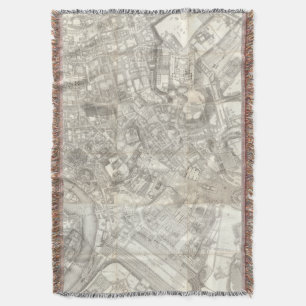 Topographic karta av forntida Rome, italien Filt