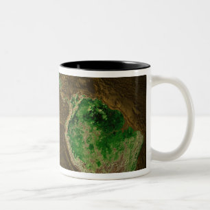 Topographic karta av jord Två-Tonad mugg