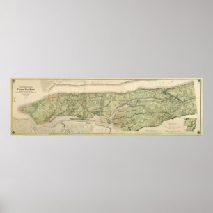 Topographic kartbok av staden av New York, 1874 Poster