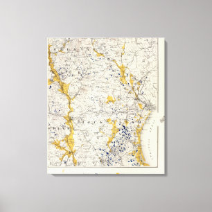 Topographic och is- karta av New Hampshire 2 Canvastryck