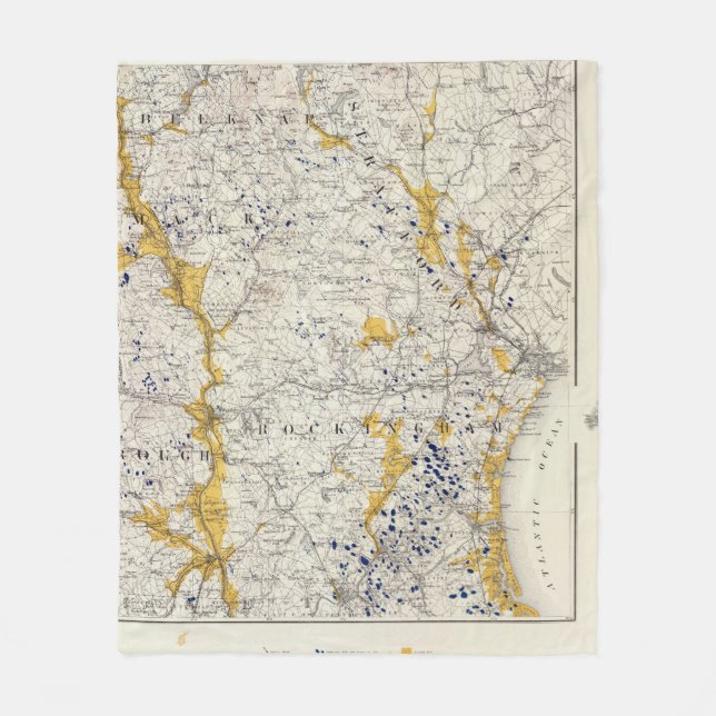 Topographic och is- karta av New Hampshire Fleecefilt (Framsidan)
