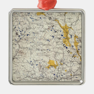 Topographic och is- karta av New Hampshire Julgransprydnad Metall