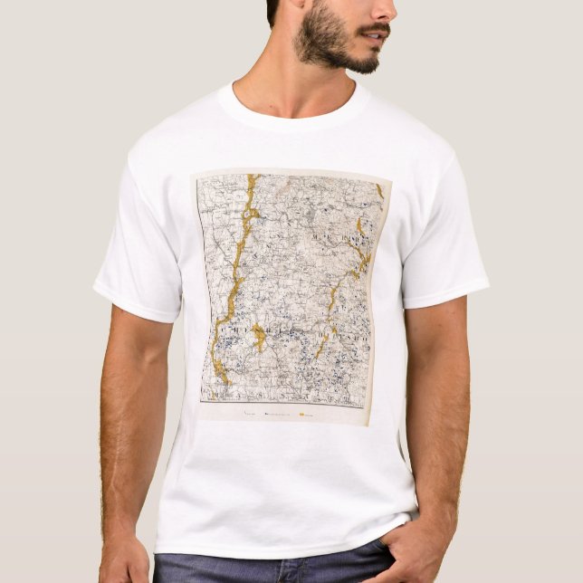 Topographic och is- karta av New Hampshire Tee Shirt (Framsida)