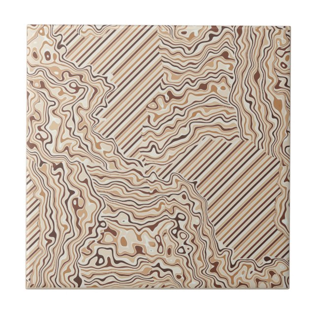 Topographic Warm Neutrals Ceramic Tile Kakelplatta (Framsidan)