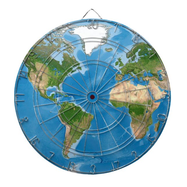 Topographic World Map Earth Illustration Darttavla (Framsidan)