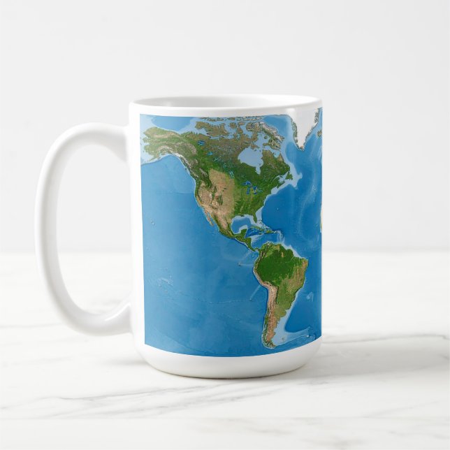 Topographic World Map Earth Illustration Kaffemugg (Vänster)