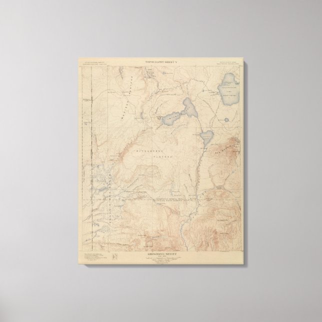 Topography Karta, Yellowstone National Part, Wyomi Canvastryck (Framsida)