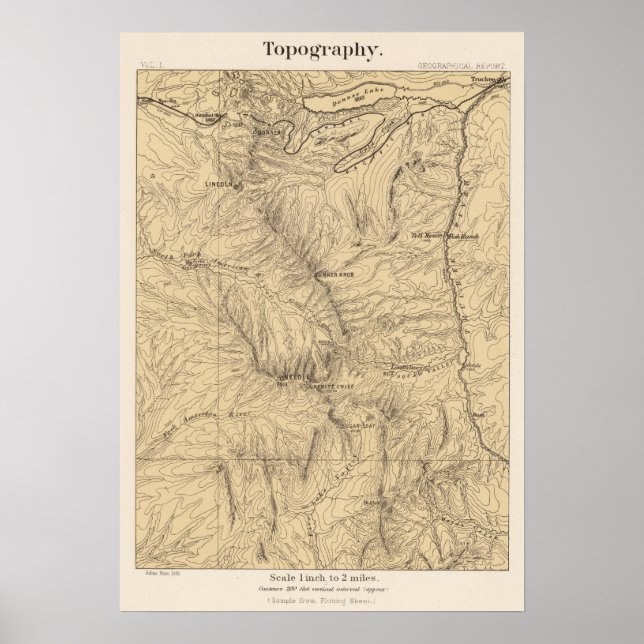 Topography TruckeeDonner Pass Region, California Poster (Framsidan)