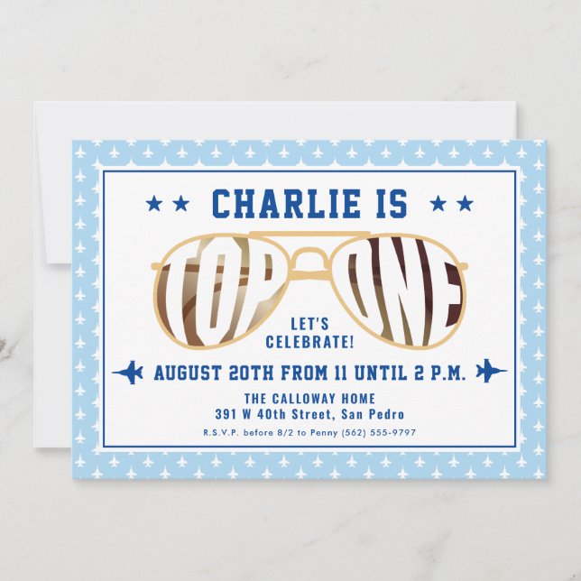 TopOne Fighter Pilot som togs emot första födelsed Inbjudningar (Framsida)