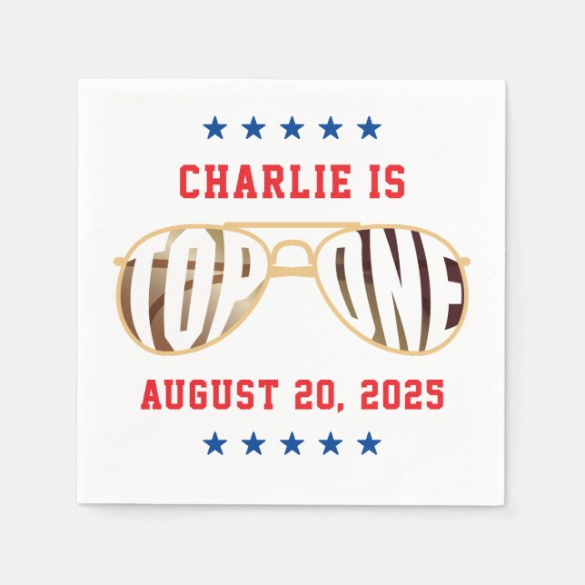 TopOne Fighter Pilot som togs emot första födelsed Pappersservett (Framsidan)