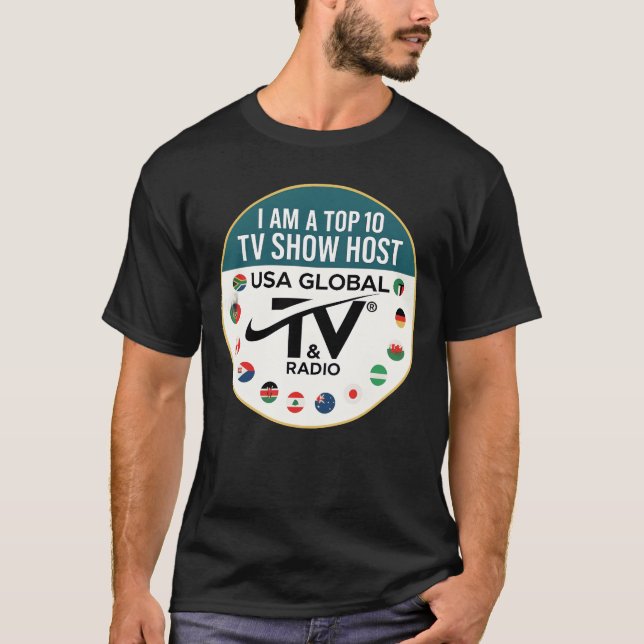 Topp 10V Showvärd USA GlobalV Radio rolig T Shirt (Framsida)