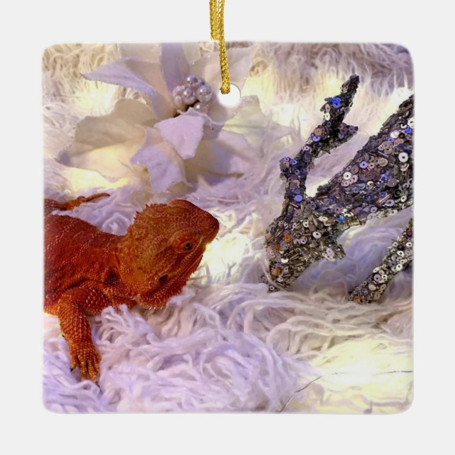 Topp om den brinnade draken på jorden julgransprydnad keramik (Framsida)