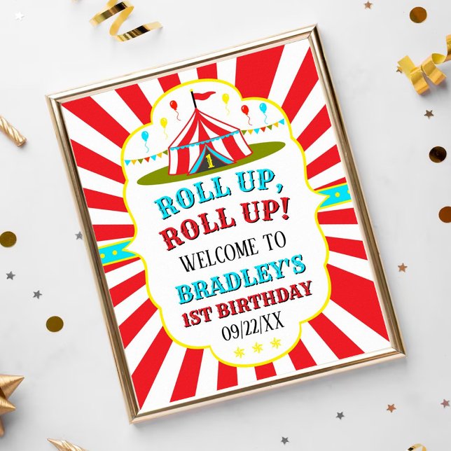 Toppcirkus - Karnival 1:a födelsedag Välkomna Poster (Skapare uppladdad)