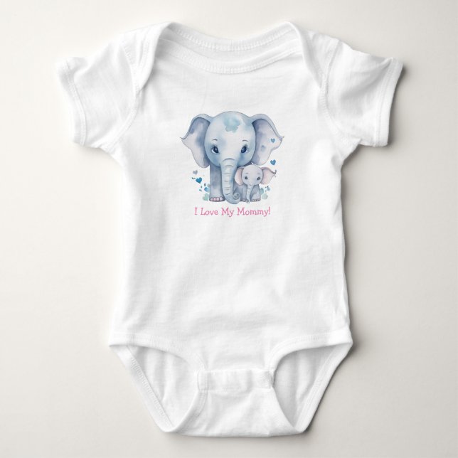 Toppen Adsible Mamma och Baby Elephants T Shirt (Framsida)