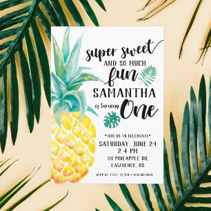 Toppen Ananas första födelsedag Inbjudningar