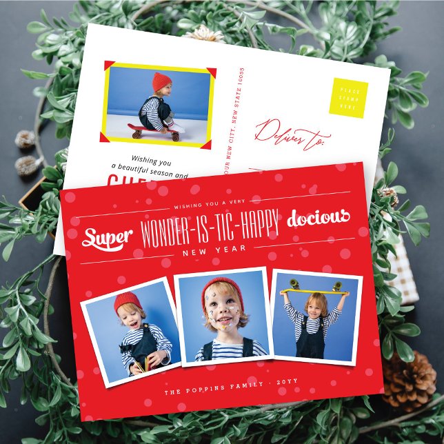 Toppen -är-tic Lycklig-docious New Year Photo Helg Vykort (Skapare uppladdad)