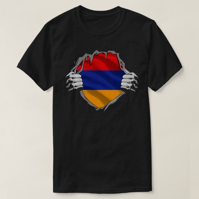 Toppen armeniskt kulturarv Proud Armenia Roots Fla T Shirt (Design framsida)