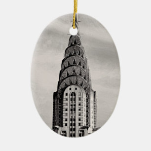 Toppen av Chrysler Building NYC - B&W Julgransprydnad Keramik