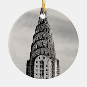 Toppen av Chrysler Building NYC - B&W Julgransprydnad Keramik