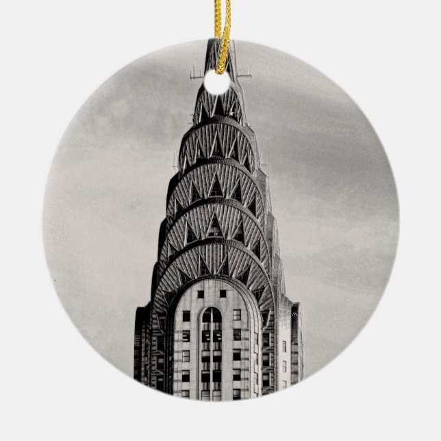 Toppen av Chrysler Building NYC - B&W Julgransprydnad Keramik (Framsidan)