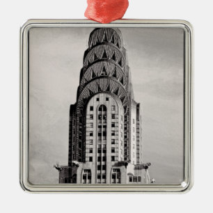 Toppen av Chrysler Building NYC - B&W Julgransprydnad Metall